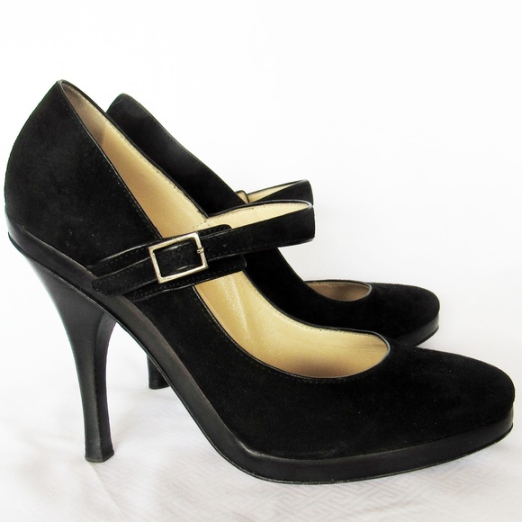 Jimmy Choo Shoes - Jimmy Choo Suede Bluckled Strap Platform Pump Shoe
